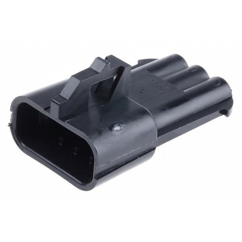 Del City 85020DL Connector Housing, 3-Way Male, For Use With: Aptiv Metri-Pack 280 Series 12048159 Pin Contact Connector, 12V DC 30 A Connector, -40 to 125 deg C, Nylon, Black