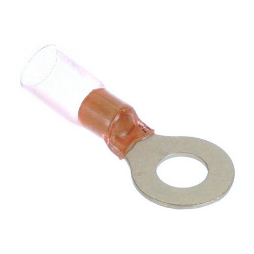 Del City Perma-Seal 954389 Ring Terminal, 8 ga Conductor, 2.05 in Length, Closed Barrel, Copper Contact, NiAc Insulation, Red