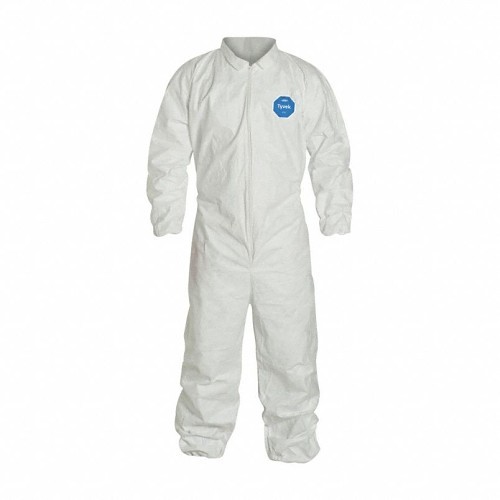 DuPont™ 251-TY125SWHLG002500 Coverall, L, White, High Density Spunbond Polyethylene, 39-3/4 to 43-1/4 in Chest, 29 in Inseam Length