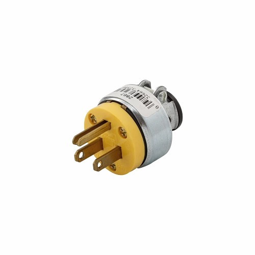 Eaton 4449625 Straight Blade Plug, 125 V, 15 A, 2 Pole, 3 Wires, Yellow