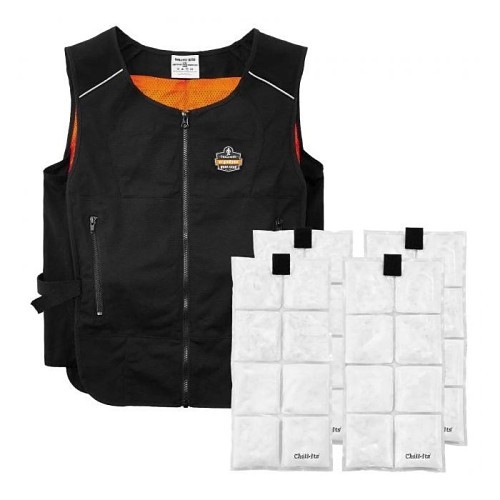 Ergodyne® 6260 Cooling Vest, X-Large, Black, Polyster, 2 Pockets