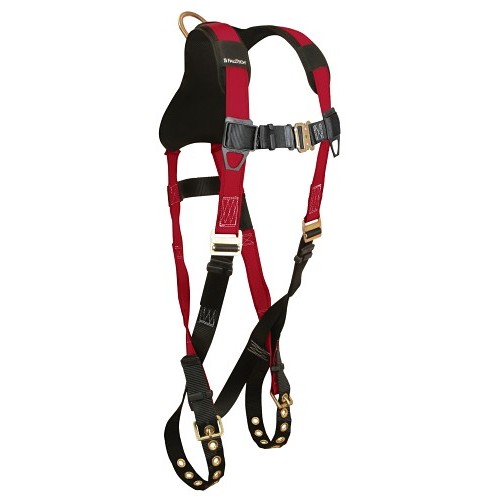 FallTech® 7008BLX Harness, Non-Belted, X-large, 310 lb, Tongue Buckle Leg Strap Buckle, Quick Connect Chest Strap Buckle, Plated Alloy Steel Hardware, Red