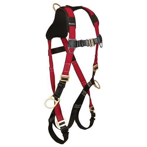 FallTech® 7009B Harness, X-Small, X-Large, 2X-Large, 3X-Large, 425 lb, Polyester Strap, Mating Leg Strap Buckle, Quick Connect Chest Strap Buckle, Steel Hardware, Red