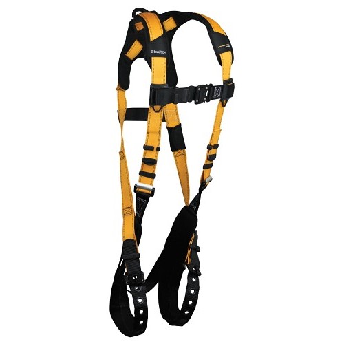 FallTech® 7021B Harness, 1D Standard Non-Belted Full Body, Small, Large, Polyester Strap, Tongue Leg Strap Buckle, Yellow/Black