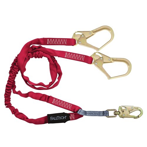 FallTech® 8247Y3 Lanyard, 12 ft Length, Steel Line, Rebar Hook Anchorage Connection, Snap Hook Harness Connection Hook