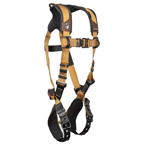 FallTech® FT7080BL Harness With Trauma Relief, Standard, L, Polyester Strap, Tongue Leg Strap Buckle, Quick Connect Chest Strap Buckle, Aluminium Alloy, Plated Steel Alloy Hardware, Yellow/Black