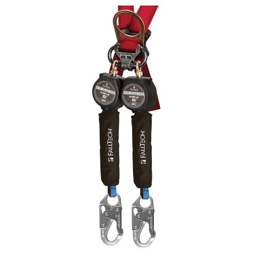 FallTech® FT72706TB1 Twin Leg Carabiner With Alignment Clip and Steel Snap Hooks, 310 lb, 6 ft Length