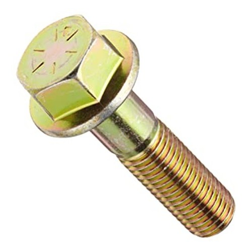 Flange Bolt, Imperial, 1/2 in-13 Diameter - Thread, 1-1/2 in Length Under Head, Yellow Zinc Plated