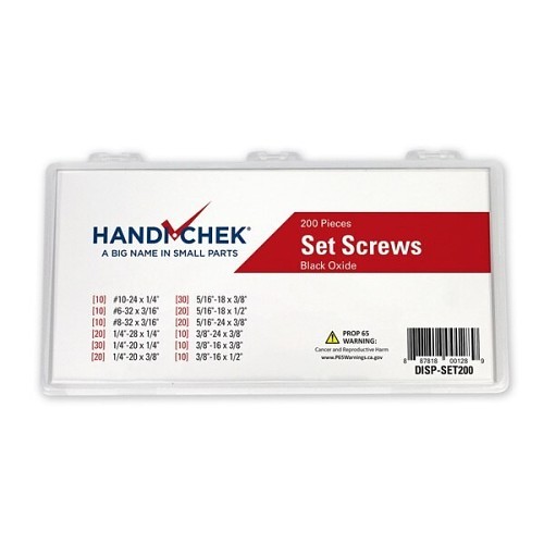 G.L.HUYETT™ Handi-Chek® DISP-SET200 Set Screw Assortment, 200 Piece, Stainless Steel