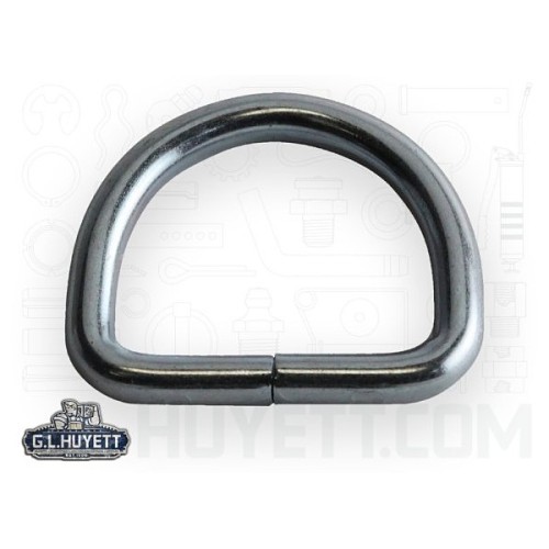 G.L.HUYETT™ DRINGZ-064 Cotter Pin, D-Ring, 0.148 in Dia, 0.875 in Overall Length, Hard Drawn MB, Zinc Clear