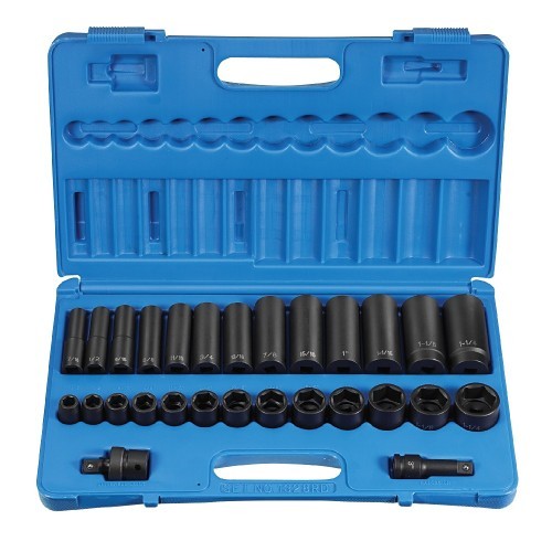 GP® 1328RD Socket Set, Imperial, 1/2 in Drive, 28 Piece, 7/16, 1/2, 9/16, 5/8, 11/16, 3/4, 13/16, 7/8, 15/16, 1, 1-1/16, 1-1/8, 1-1/4 in Included Socket