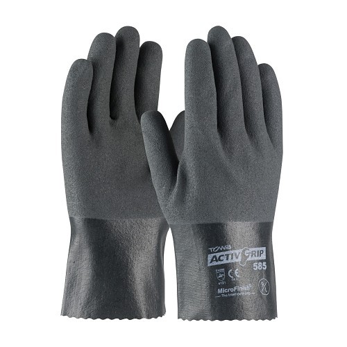 G-Tek® ActivGrip 56-AG585/XS 56-AG585 Fully Coated Gloves, XS, 15 ga Nitrile/Polyester, Gray, Cotton Lining, 10 in L, Resists: Abrasion, Cut, Chemical, Liquid Permeation, Puncture and Tear, Supported Support, Open Cuff