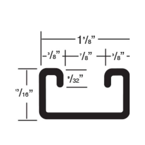 Gregory G132OS1SS Channel, 9/16 x 1-1/8 in Slot, 2 in Slot Spacing, 12 ga Thickness, 10 ft Length