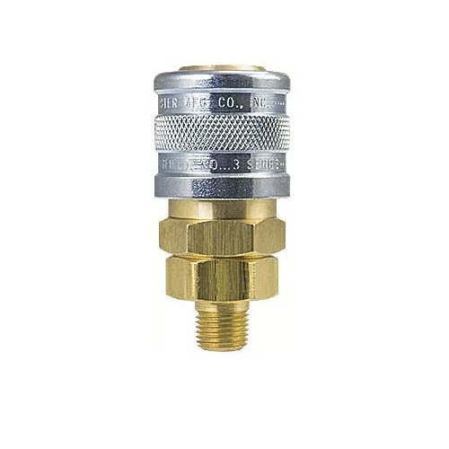 H.B. Fuller Foster® 3103 Quick Disconnect Socket, 1-Way Manual Shut-Off, Quick Disconnect Socket, 1/4 x 1/4-18 in Nominal, Socket x MNPT, Brass/Steel