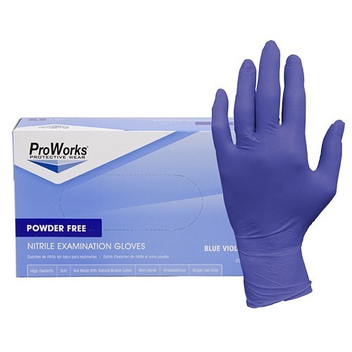 HOSPECO® ProWorks® GL-N125F-XL Exam Gloves,  X-Large, #10, Nitrile, Blue, Powder Free Powder, 3 mil Thickness