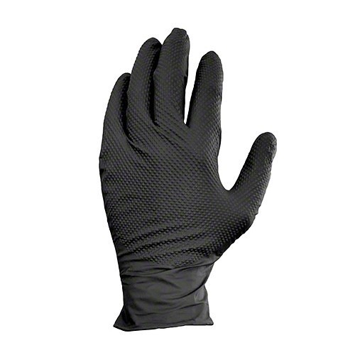 HOSPECO® ProWorks® GL-NT107BKFL Disposable Gloves, Large, #9, Nitrile, Black, 235 mm Length, Powder Free Powder, 5 mil Thickness