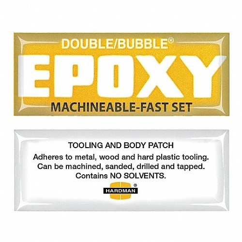 HardMan 04002 Epoxy Adhesive, Double/Bubble Machinable-Fast Set, Clear, For Use On: Patching and Filling Voids and Scratches in Plastic and Metal Tooling, Patterns and Furniture, 7 day at 25 deg C Curing