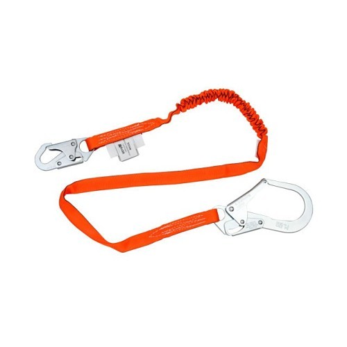 Honeywell 493-T5111-Z7/6FTAF Shock Absorber Lanyard, 310 lb, 6 ft Length, Galvinized Steel Line, 1 Leg, Locking Snap Hook Anchorage Connection, Red