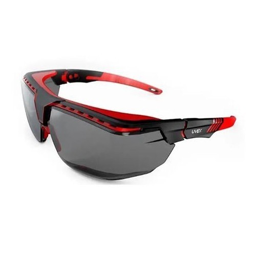 Honeywell S3852 Safety Glasses, Anti-Scratch Lens Coating, Gray Lens, Half, Black/Red Frame, Polycarbonate Frame, Polycarbonate Lens