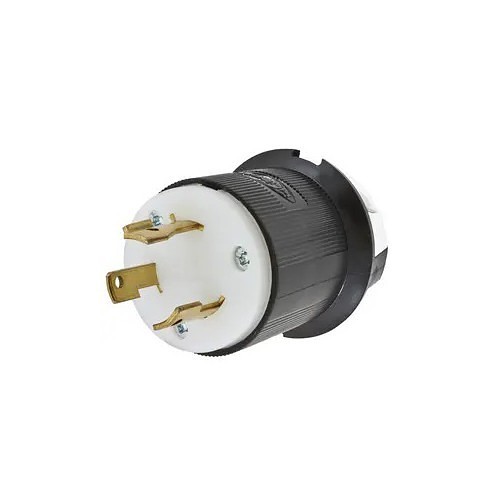 Hubbell® Twist-Lock HBL2641 Locking Plug, 480 VAC, 30 A, 2 Pole, 3 Wires, Black/White