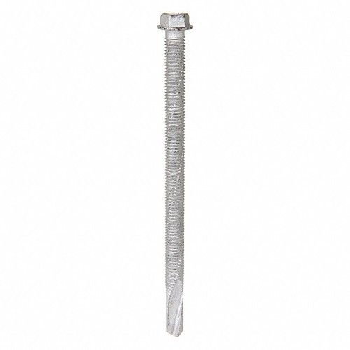 ITW Buildex 1074000 Self Drilling Screw, Measurement System: Imperial, 1/4-28, 3 in Overall Length, Hex Washer, Hex-Unslotted Drive, Carbon Steel, Climaseal® Coated, Teks® 5 Point, C1022 Grade, 5/16 in Drive