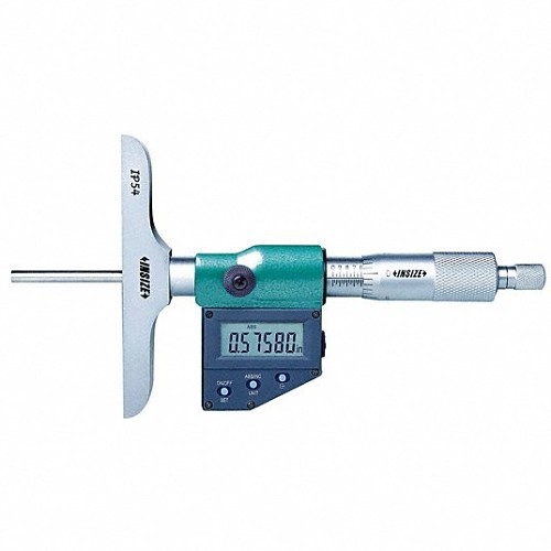 Insize 3540-50E Digital Depth Micrometer, 0-2 in/0-50 mm, Steel