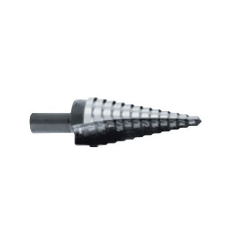 Irwin® Unibit® 10234 Step Drill Bit, 3/16 in Dia Min Hole, 7/8 in Dia Max Hole, 12 Steps, HSS, 12 Hole Sizes, 3/8 in Shank