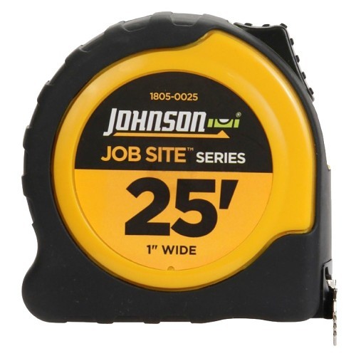 Johnson 1805-0025 Tape Measure, 25 ft Blade Length, 1 in Blade Width, 1/16 in Graduations