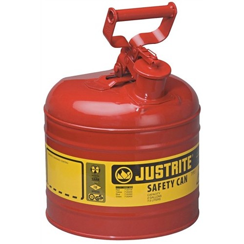 Justrite Manufacturing Justrite® 4618880 Gas Can, 2 gal, Steel, Red