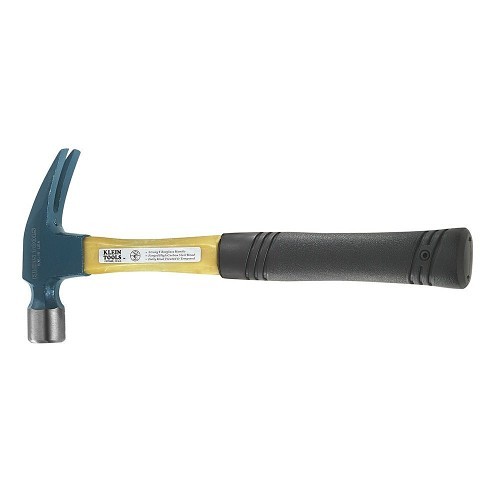 Klein® 808-16 Straight-Claw Hammer, 13 in Overall Length, 16 oz Head, Straight Claw, Fiberglass Handle