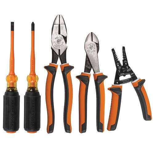 Klein® 94130 Tool Kit, Insulated, Tool Belt Tool Storage, Slim Profile Tips, Induction Hardened Cutting Blades and 1000V Rated, 5 Piece