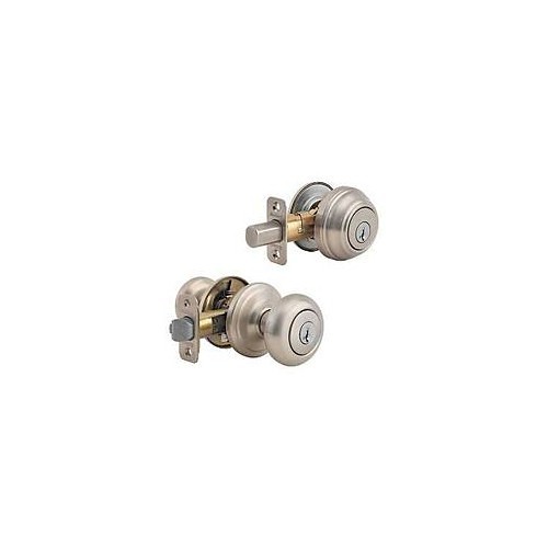 Kwikset® 4951844 Knob Lockset, 2-3/8 x 2-3/4 in Backset, Gr 2 Grade, Satin Nickel