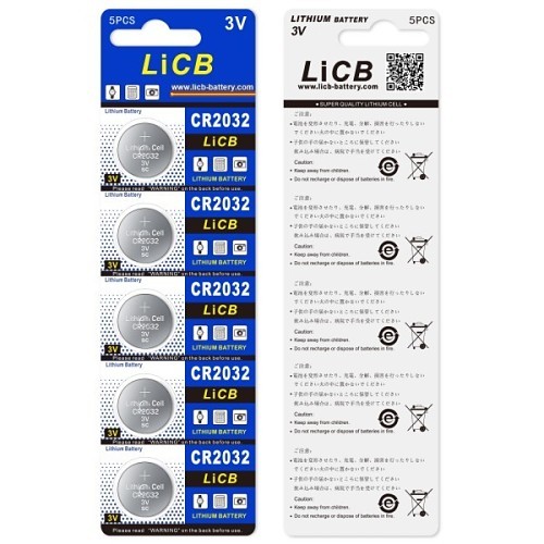 LICB CR2032 Lithium Battery, Lithium, 3 V Nominal