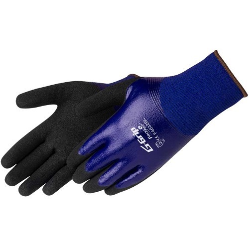 Liberty Safety G-GRIP™ F4623BLL Inspection Gloves, Large, #9, Nylon shell, nitrile coated & nitrile coating, Royal blue nitrile shell/black foam nitrile