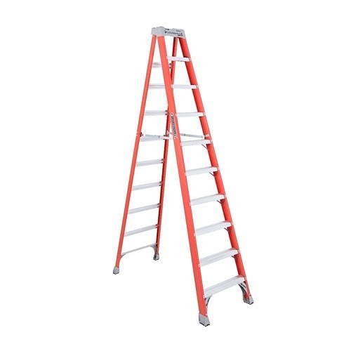Louisville® FS1510 Step Ladder, 10 ft Ladder Height, 300 lb Load, Fiberglass, 9 Steps
