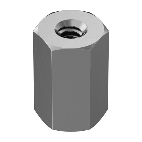 Coupling Nut, Imperial, #6-32, Steel, Zinc Plated, Right Hand Thread, 1/2 in Length, UNC, 5/16 in Width Across Flats