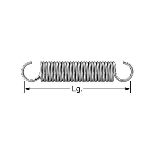 Extension Spring with Hook Ends, 1/2 in Outside Dia, 1.37 in Overall Length, Stainless Steel