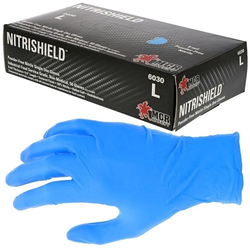 MCR Safety NitriShield® 6030L Disposable Gloves, Large, #9, Nitrile