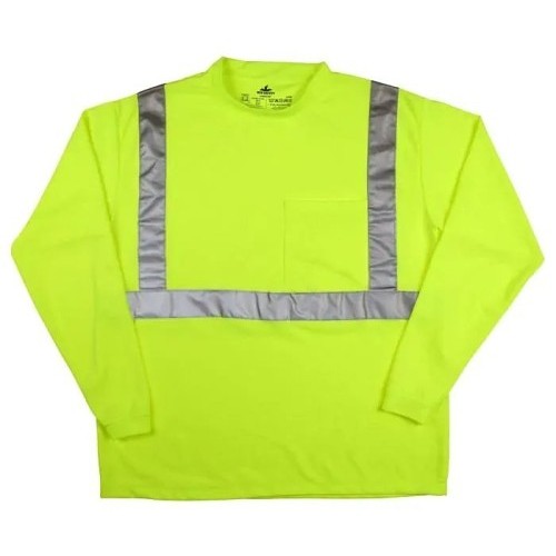 MCR Safety LTSCL2LX2/LOGO/LDM Shirt, Hooded: No, 2X-Large, Hi Vis Lime, Polyester, 31 in Length