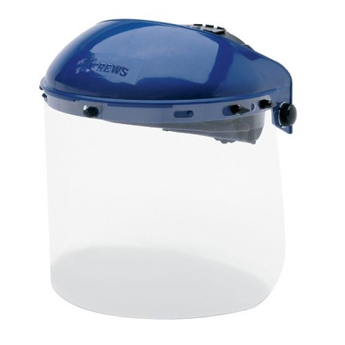 MCR Safety MCR103 Face Shield Headgear, Blue (Headgear)/Clear (Sheild), Polycarbonate, Ratchet Adjustment