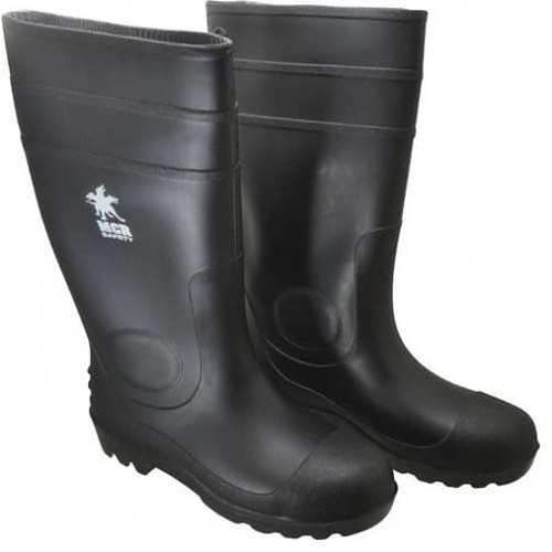 MCR Safety PBS1208 Knee Boot, Men, Fits Shoe Size: #8, Steel Toe, Black, Cleated Sole, Pull-On Closure, PVC Upper & Midsole, PVC Outsole, Resists: Abrasion, Slip, 15 in Height