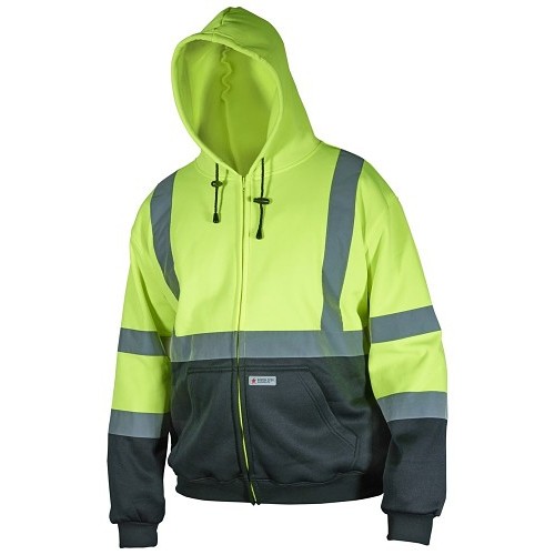 MCR Safety Luminator® SSCL3LZL Hoodie, Large, Lime/Black, Polyester