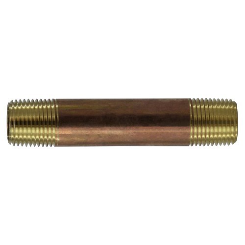 MMM M40020 Pipe Nipple, 1/4 in Nominal, 7/8 in Close Length, Brass, NPT End Style, SCH 80/XH Schedule