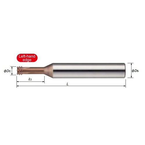 MOLDINO EDT-U16-23.8-TH Helical Flute Thread Mill, 3/8-16 Thread, UNC Thread, 3.14961 in Overall Length, 8 Flutes, 10 in Shank Dia