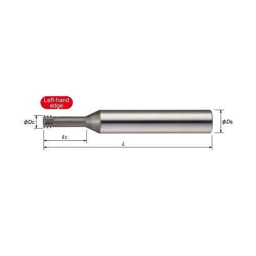 MOLDINO ET-U13-25.4-PN Helical Flute Thread Mill, 1/2-13 Thread, UNC Thread, 3.14961 in Overall Length, 4 Flutes, 10 in Shank Dia