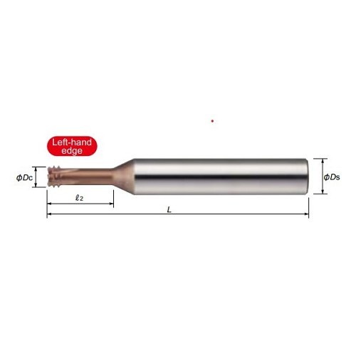 MOLDINO U13-25.4-TH 1/2-13 Helical Flute Thread Mill, 1/2-13 Thread, UNC Thread, 3.14961 in Overall Length, 4 Flutes, 10 in Shank Dia