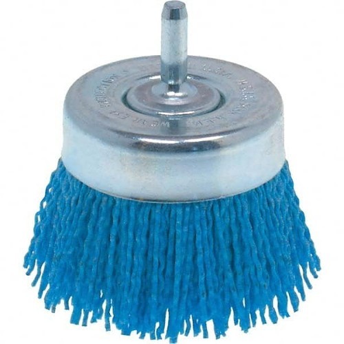 Cup Brush, 2 in Brush Dia, Crimped Wire, Silicon Carbide Fill