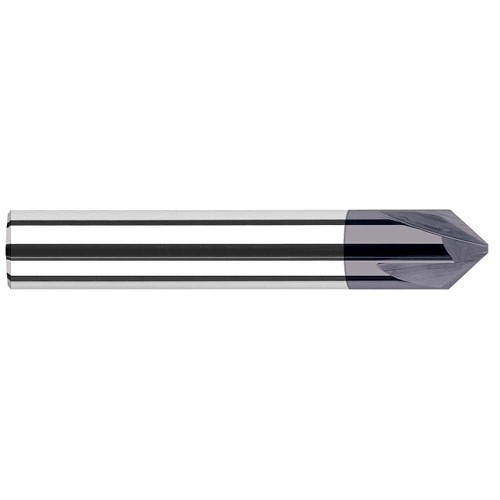Solid Chamfer Mill, 3/8 in Cutter Head Dia, 82/98 deg Included Angle, 2-1/2 in Overall Length, Carbide, AlTiN