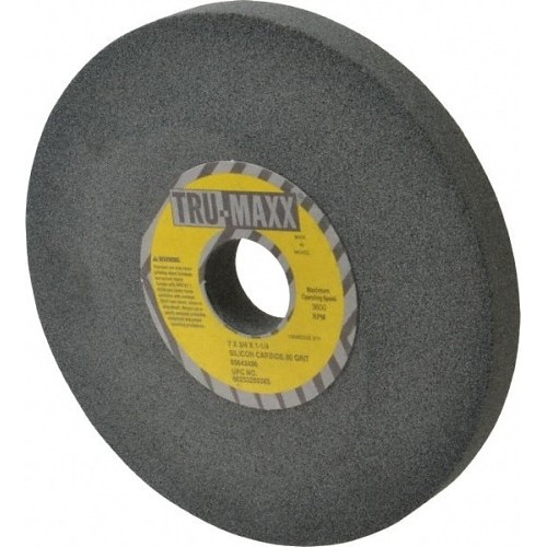 Bench and Pedestal Grinding Wheel, 7 in Wheel Dia, 3/4 in Wheel Thickness, 1-1/4 in Center Hole, 80 Grit, Silicon Carbide Abrasive