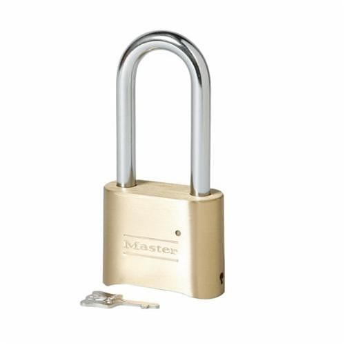 Master Lock® 175LH Safety Padlock With 2-1/4 in Shackle, 5/16 in Shackle, Brass Body, Brass, 4-Digit Dialing Locking